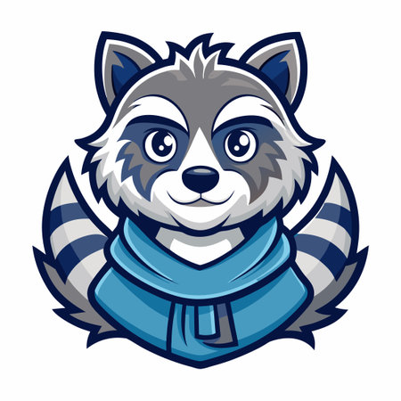 Winter Raccoon Mascot Car Vector Illustration with Gradient Backgroundのイラスト素材