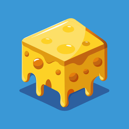 Cartoon Cheese Slice Dripping with Delicious Melted Cheeseのイラスト素材