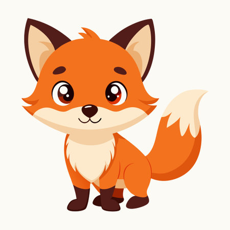 Baby Fox's Surprised Expression in an Adorable Cartoon Iconのイラスト素材