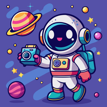 Astronaut's Out-of-This-World Selfie in the Vastness of Spaceのイラスト素材