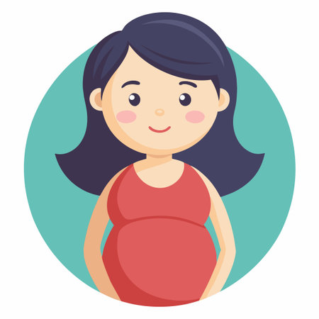 Charming Pregnant Woman Icon: Vector Illustrationのイラスト素材