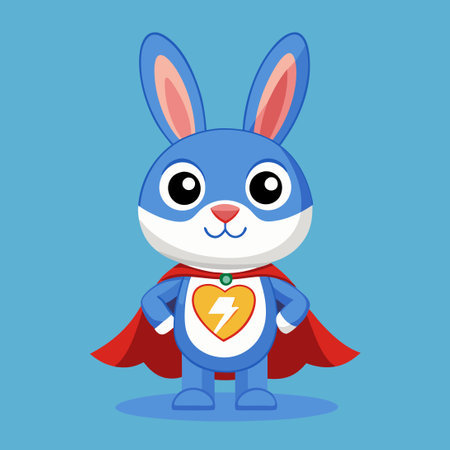 Adorable Superhero Rabbit Vector Illustration for Children and Playful Designsのイラスト素材