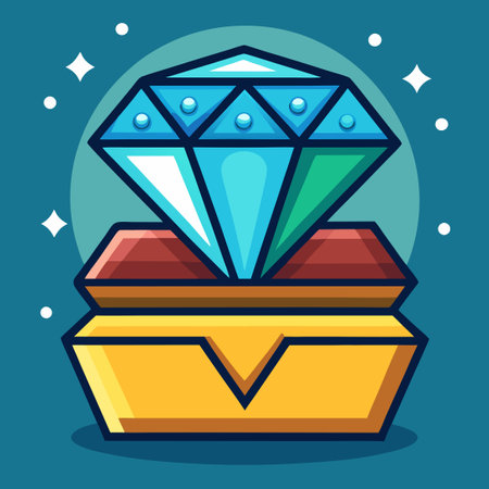 Cartoon Vector Icon Depicting a Diamond Secured Inside a Boxのイラスト素材