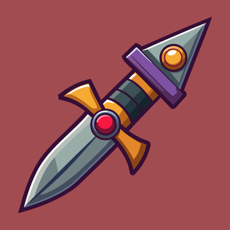 Vector Illustration of a Cartoon Kunai Sword for Ninjasのイラスト素材