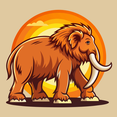 Majestic Mammoth Striding Across a Sunlit Wilderness Canvasのイラスト素材