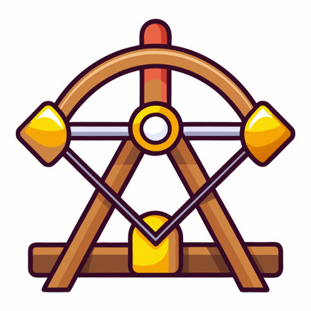 Cartoon Slingshot Catapult Vector Illustration with Detailed Designのイラスト素材