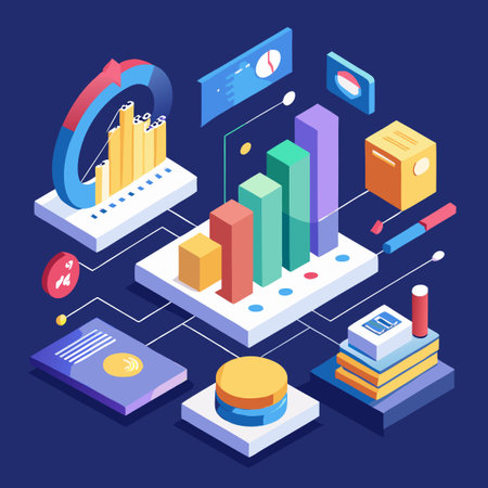 Comprehensive Digital Infographic Charts for Business Statistics and Metricsのイラスト素材