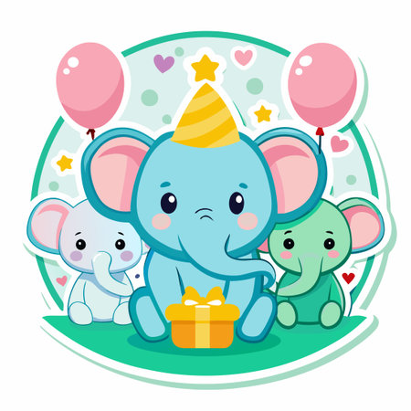 Cute Cartoon Sticker of Baby Shower Greeting Card Featuring 91 Itemsのイラスト素材