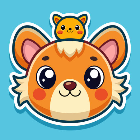 Adorable Cartoon Animal Face Stickers for Messaging and Decorationのイラスト素材