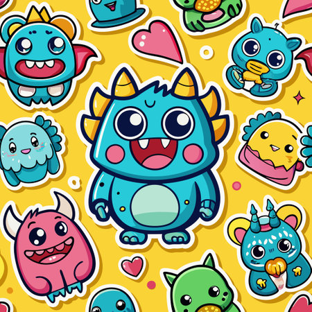 Seamless Cartoon Pattern with Joyful Dancing Mのイラスト素材