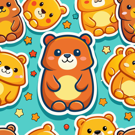 Seamless Cartoon Character Pattern: Cute and Whimsical Backgroundのイラスト素材