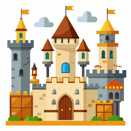 Build Your Own Epic Castle with this Cartoon Fortress Kitのイラスト素材
