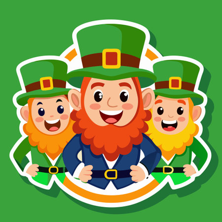 Animated St. Patrick's Day Greeting Card Sticker with Clovers and Hatのイラスト素材