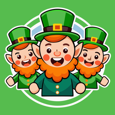 Cartoon Leprechaun Sticker Adorned with Two St. Patrick's Day Greetingsのイラスト素材