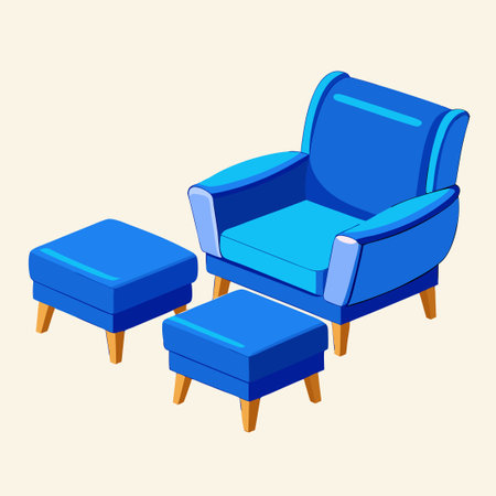 Collection of Chic Blue Retro Armchairs: A Modern Vantage for Comfortのイラスト素材