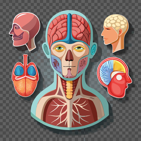 Human Anatomy: Cross-Sectional View of Head and Lungsのイラスト素材