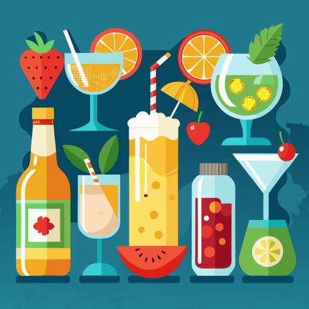 Tropical Vermouth Cocktail: A Sophisticated Twist on a Classic, Chilled with Champagneのイラスト素材