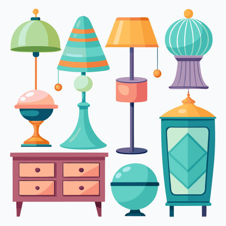 Collection of Diverse Retro DÃ©cor Styles in 23 Unique Picturesのイラスト素材