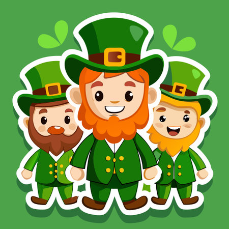 Delightful Animated St. Patrick's Greeting with a Cartoon Stickerのイラスト素材