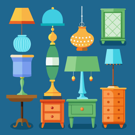 Diverse Decor Styles from Retro Transform Interiors with Vintage Vibesのイラスト素材