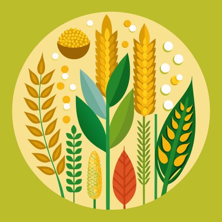 Golden Fields of Cereal Crops Adorned with Towering Spikesのイラスト素材