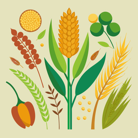 Close-up of Cereal Plant Ears with Golden Spikesのイラスト素材