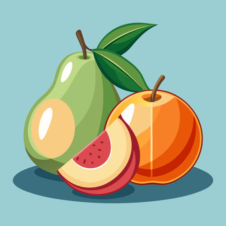 Natural Sliced Pears Arranged in a Circular Collectionのイラスト素材