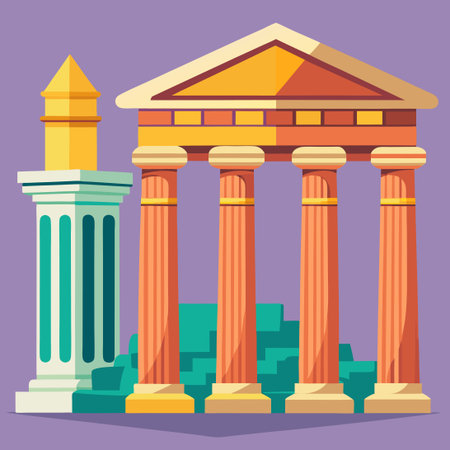 Majestic Greek Columns from Ancient Roman Architectureのイラスト素材