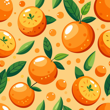 Vibrant Orange Tropical Cartoon Pattern Print for Seamless Backgroundsのイラスト素材
