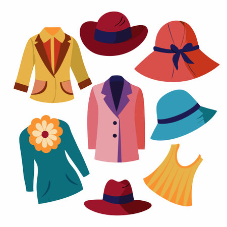 Stylish Floppy Cloche Hats Accented with Delicate Accessoriesのイラスト素材