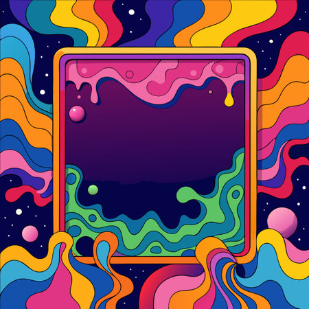 Retro Psychedelic Frames Abstract Colorful Flyer Invitation Designのイラスト素材