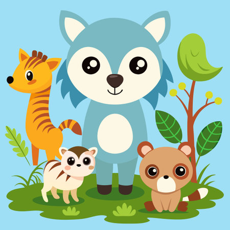 Adorable Collection of Vectorized Cute Animals for Creative Projectsのイラスト素材