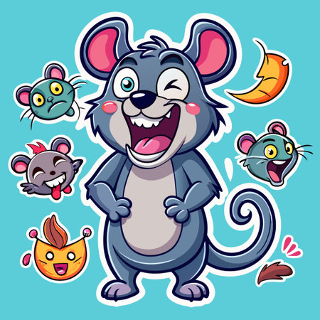 Animated Sticker Collection Featuring Playful and Amusing Rat Emojisのイラスト素材