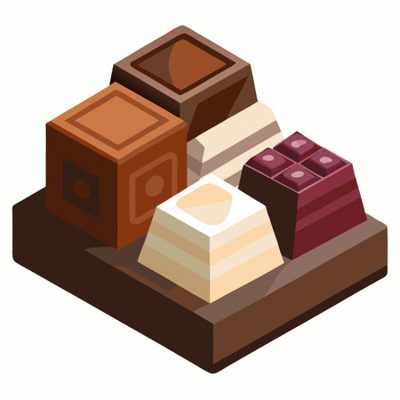 Assortment of Mouthwatering Chocolate Bars in Various Shapes and Sizesのイラスト素材