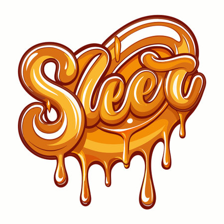 Swirling Drips of Melted Caramel Candy Flowing on Rich Surfaceのイラスト素材