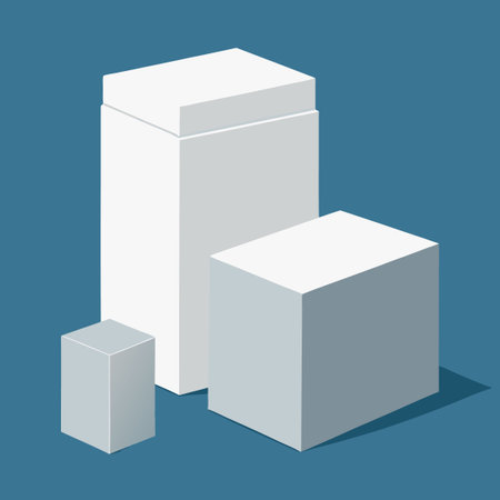 White Cube Packaging Box Blank Mockup with Open Lid and Isolated Backgroundのイラスト素材
