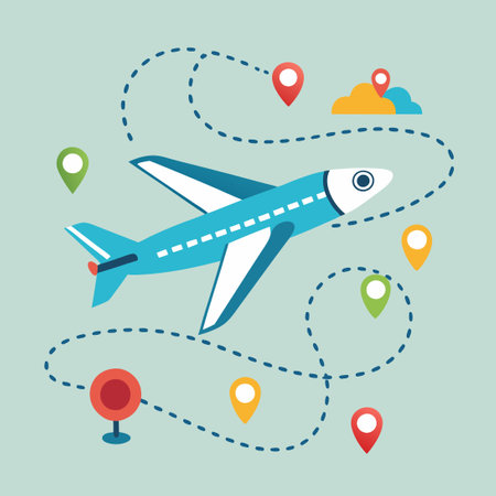 Dotted Flight Path of an Aircraft on a Clear Skyのイラスト素材