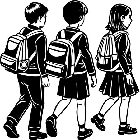 Excited Students Embarking on a New Academic Journey: Back to School Essentialsのイラスト素材