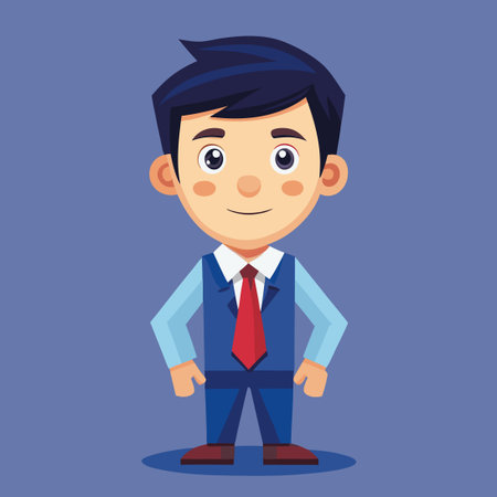 Cartoon Characters of a Man with a Tie and a Set of Three Expressionsのイラスト素材