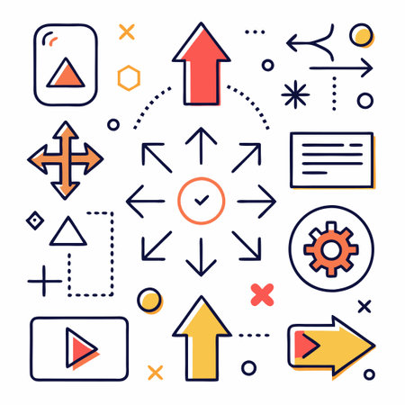 Extensive Collection of Vector Line Arrows in Various Styles (Set of 6)のイラスト素材