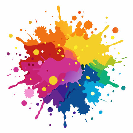 Vibrant Watercolor Splash with Abstract Colorful Stainsのイラスト素材