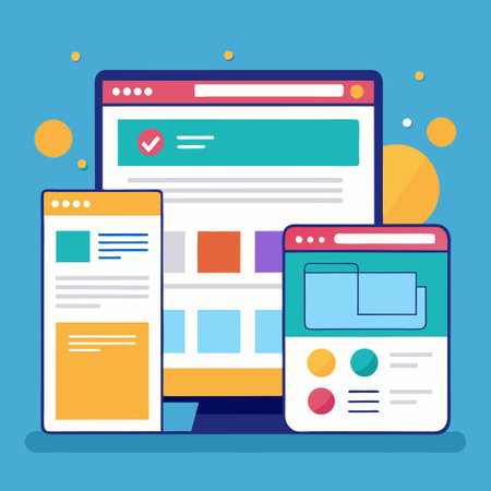 Browser Windows on Various Devices Accessing Internet Pagesのイラスト素材