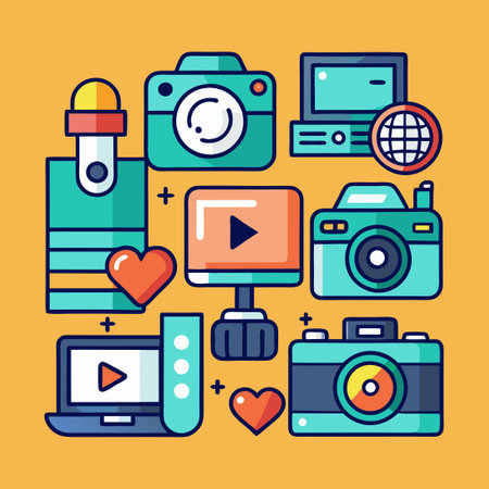 Comprehensive Camera Iconography for Photography and Multimedia Projectsのイラスト素材