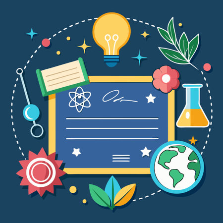 Education Certificate Template Specifically Designed for Science Subjectsのイラスト素材
