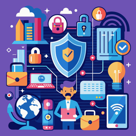 Cyber Warriors in the Digital Maze: Protecting Data and Systemsのイラスト素材