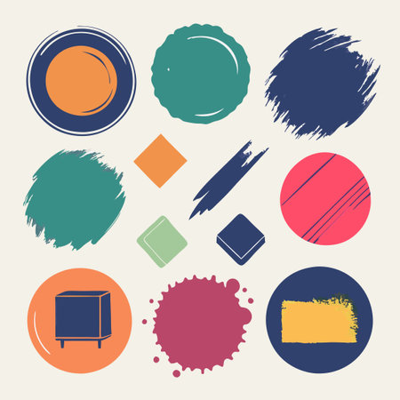 Dry Paint Stain Brush Stroke Patterns and Background Texturesのイラスト素材