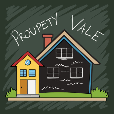 Property Values Chalkboard Doodle Depicting Real Estate Trends and Statisticsのイラスト素材