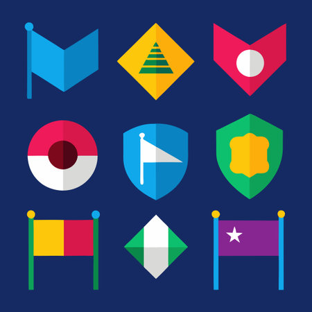 Silhouette Collection of Nine Pennant Flag Iconsのイラスト素材