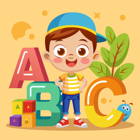 Funny and Amusing Cartoon-Style Alphabet for Kids to Learn and Laughのイラスト素材