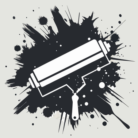 Paint Roller Brush with grunge white elementsのイラスト素材